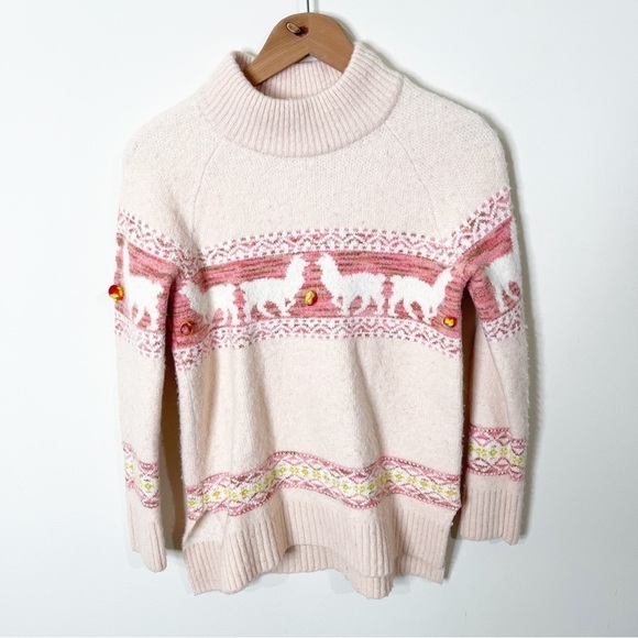 Anthropologie Pink Aimee Pommed Alpaca Wool Sweater Size XS - Picture 2 of 7
